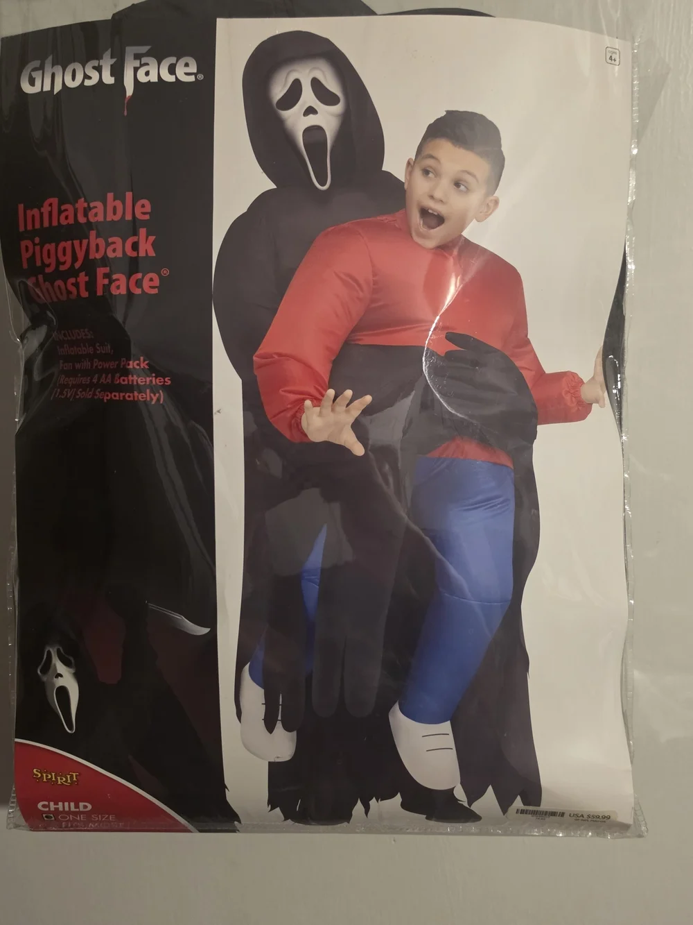 Spirit Inflatable Piggyback Ghost Face Costume - Black & Red